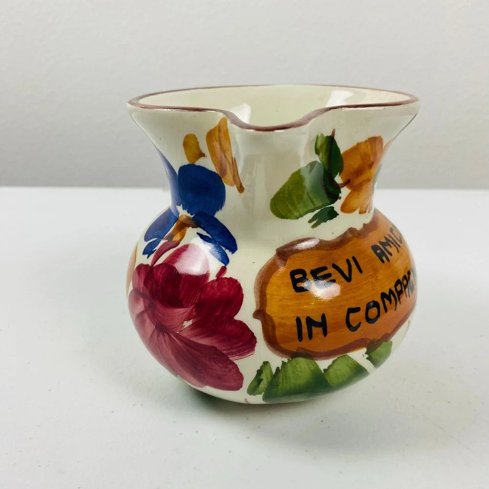 Vintage Wine Pitcher‎ Italy Floral 4.5